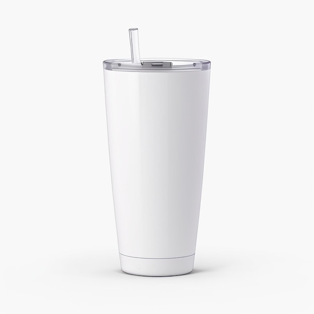 3D Realistic White Color Tumbler Mockup On White Background