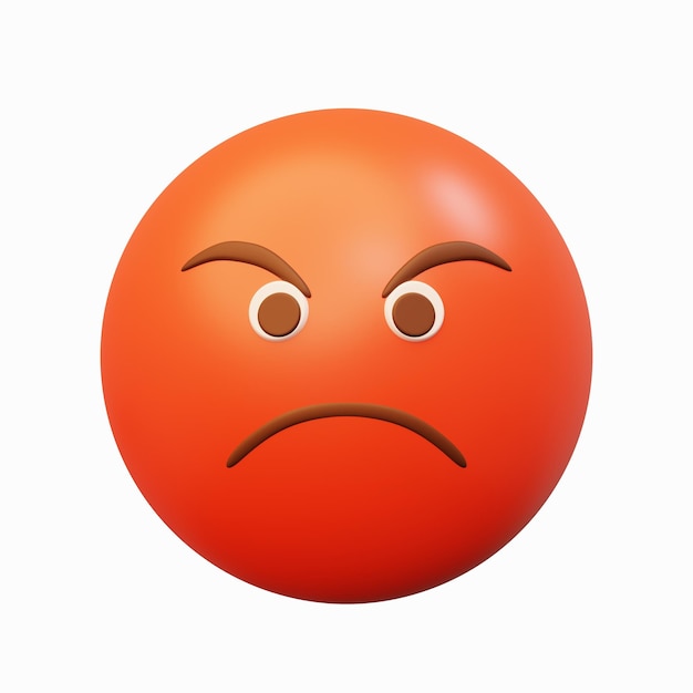 3d red angry expression emoji or emoticon