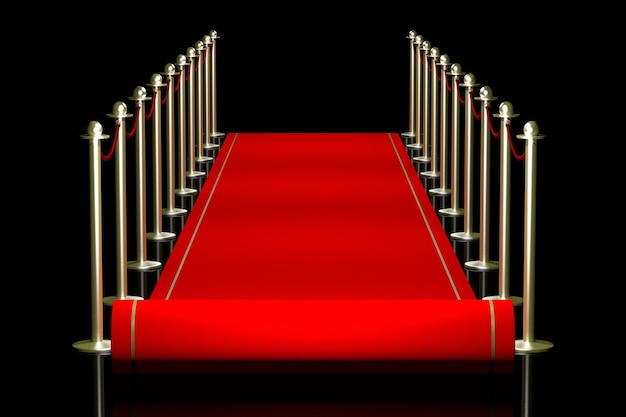 3D red carpet illustration black background