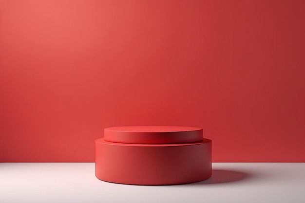 3d red cylinder podium minimal studio background Abstract 3d geometric shape object illustration render Display for summer holiday product