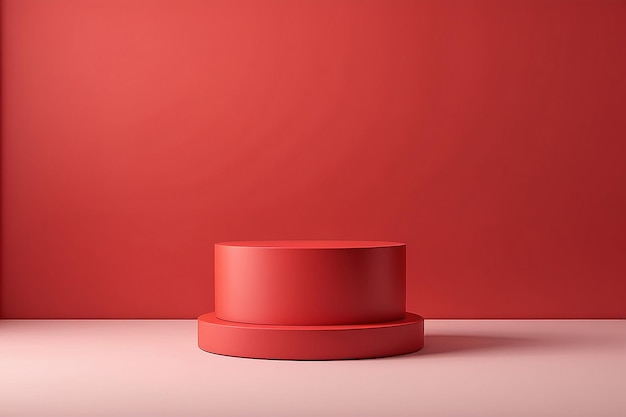 3d red cylinder podium minimal studio background Abstract 3d geometric shape object illustration render Display for summer holiday product