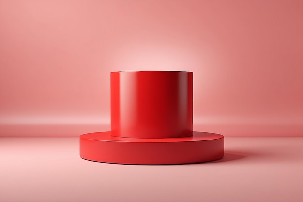 Photo 3d red cylinder podium minimal studio background abstract 3d geometric shape object illustration render display for summer holiday product