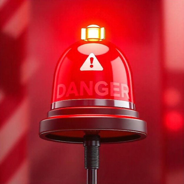 Photo 3d red danger attention bell or emergency notifications alert on rescue warning in background alert important for security urgency concept 3d warning urgent icon vector render illustration