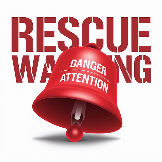 Photo 3d red danger attention bell or emergency notifications alert on rescue warning in background alert important for security urgency concept 3d warning urgent icon vector render illustration