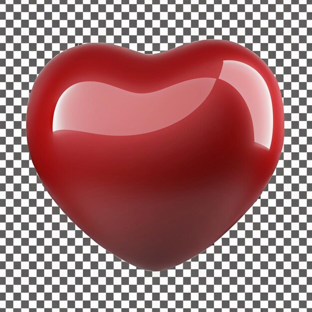 3d red heart with isolated on white and transparent background png