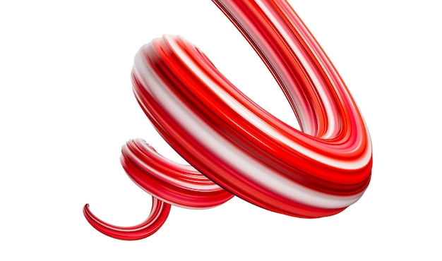 3d Red paint watercolor or acrylic brush stroke ribbon spiral 3d illustration