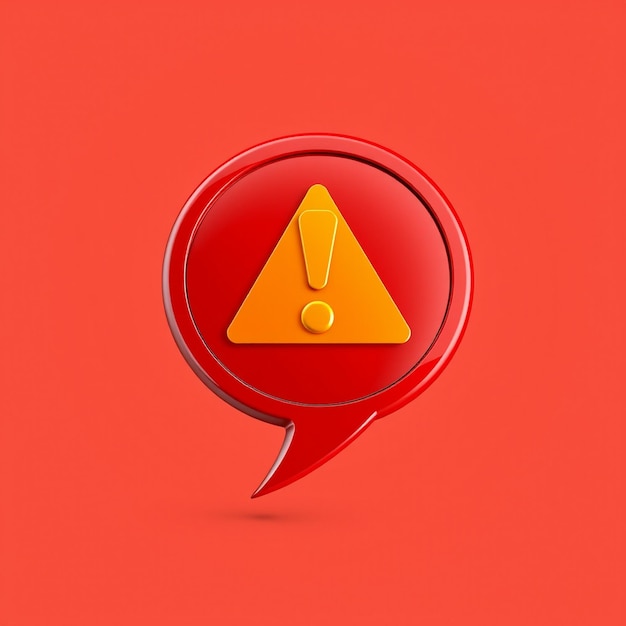 Photo 3d red warning sign on speech bubble attention concept trendy and modern vector in 3d style