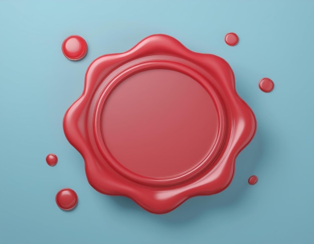 Photo 3d red wax seal with a blank center 3d illustration