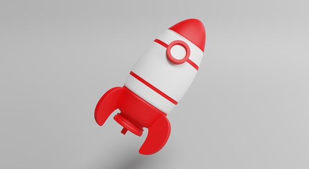 3d red and white rocket