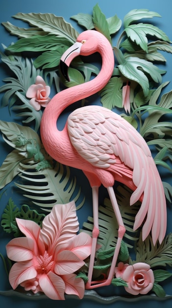 3d relief flamingo background wallpaper