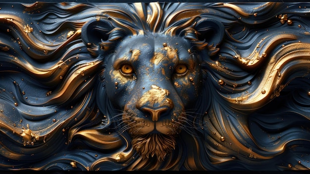 3d relief lion background wallpaper