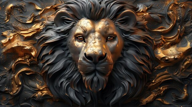 3d relief lion background wallpaper