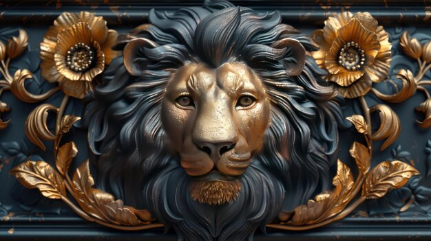 3d relief lion background wallpaper