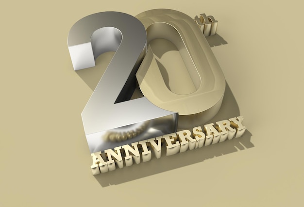 Photo 3d render 20th years anniversary celebration - pen tool created clipping path included in jpeg easy to composite.