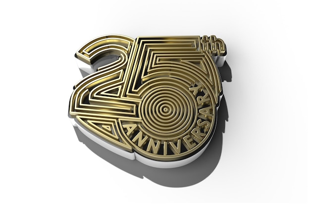 3D Render 25th Years Anniversary Celebration - Pen Tool Created Clipping Path Included in JPEG Easy to Composite.