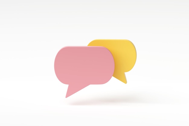 3D render 3D illustration Blank speech bubble talk icon or comment sign symbol on white background