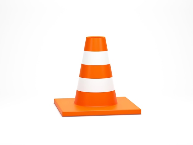 3D render 3D illustration Traffic construction cone with white and orange stripes isolated on white background