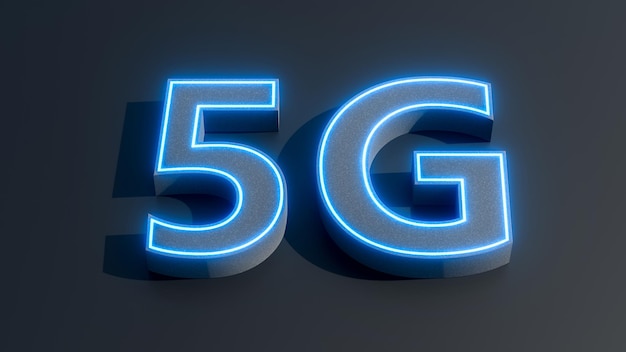 3D render of 5G signs in blue light 5G network connection Highspeed mobile Internet Vector illustration