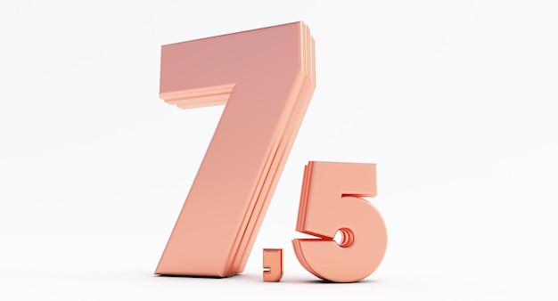 3d render of 7.5 number, bronze seven point five . Discount 7.5