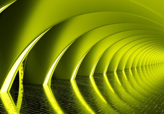 3d render abstract background, circle glowing lines, light tunnels, neon lights, virtual reality.