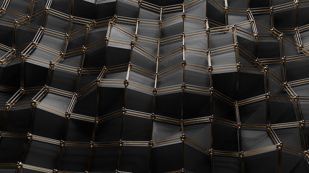 3d render abstract background. Polygonal structure of wavy surface. Simple low-poly geometry.