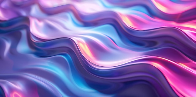 Photo 3d render of an abstract background with colorful waves and lines in the style of a purple luminous neon symphony digital art in vibrant blue and pink dynamic neon lights in abstract wavey line art