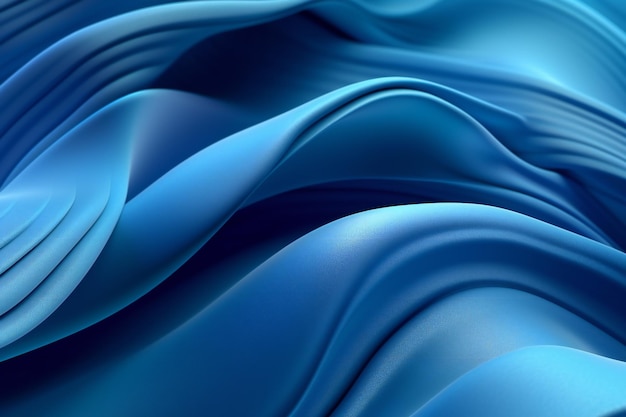 3d render abstract background with folded textile ruffle blue cloth macro wavy fashion wallpaper