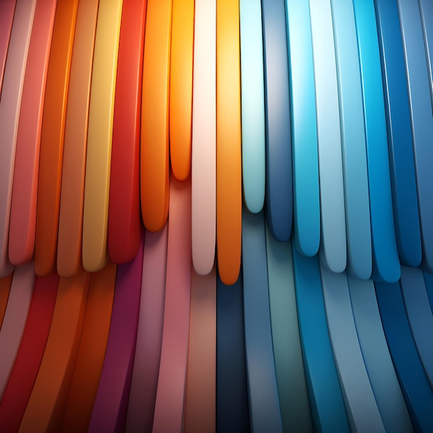 Photo 3d render of abstract background with stripes in orange blue and purple colors