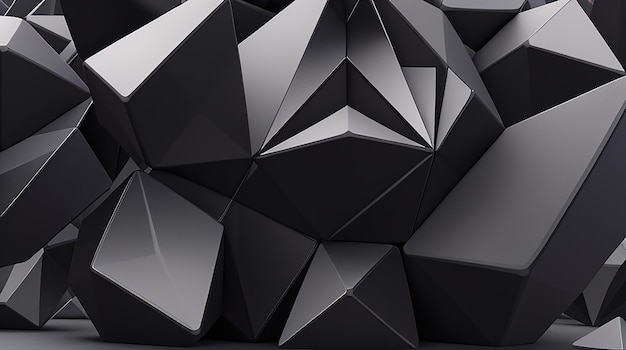 3d render abstract black crystal background faceted texture macro panorama wide panoramic background