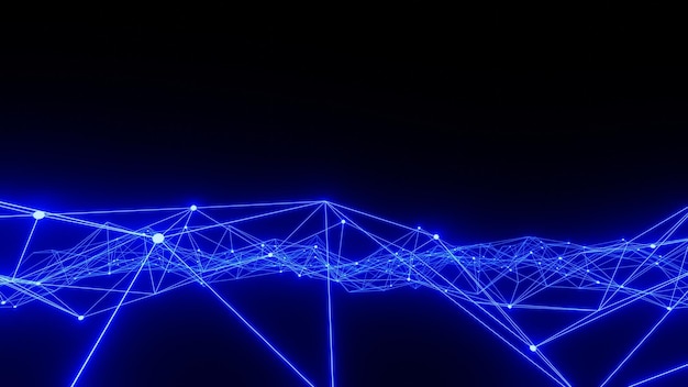 3D Render abstract blue glowing, data center, hosting, internet, cyber background