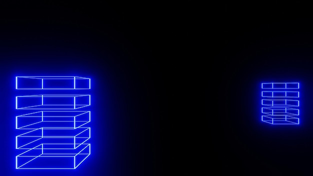 3D Render abstract blue glowing, data center, hosting, internet, cyber background