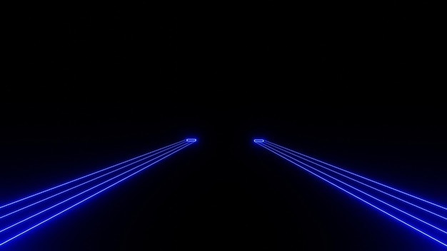 3D Render abstract blue glowing data center, hosting, internet, cyber background