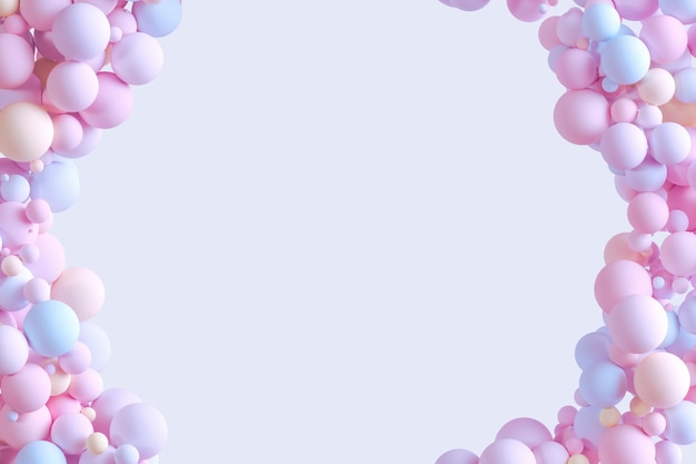 3D render Abstract circle background combination of harmonious circles in pastel tones