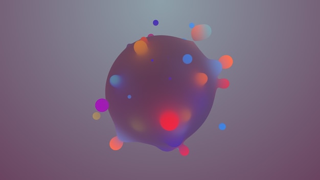 Photo 3d render abstract floating background with blurred mixed light surface. blurred lights passing through the subsurface scattering material. sphere is the center shape of composition.