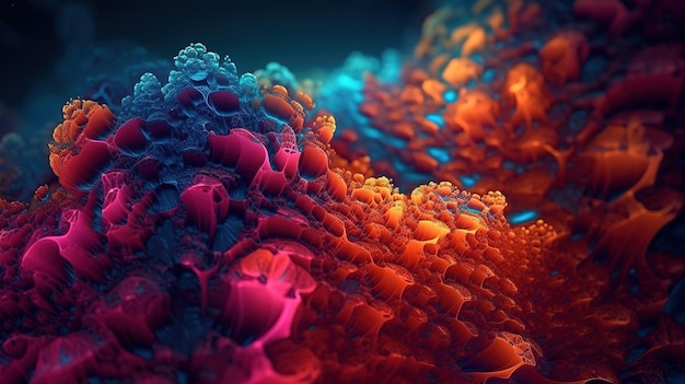 3d render abstract fractal background microbiological shapes Generative Ai