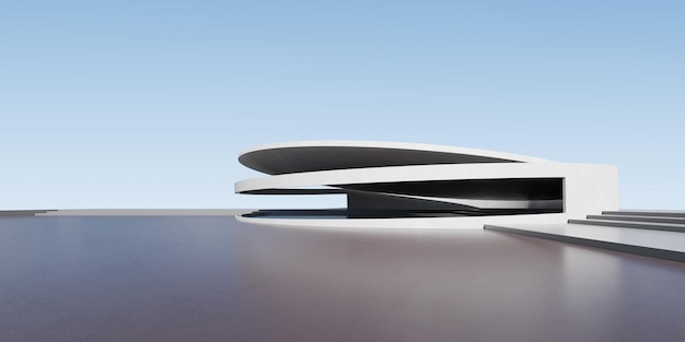 3d render of abstract futuristic architecture with concrete floor