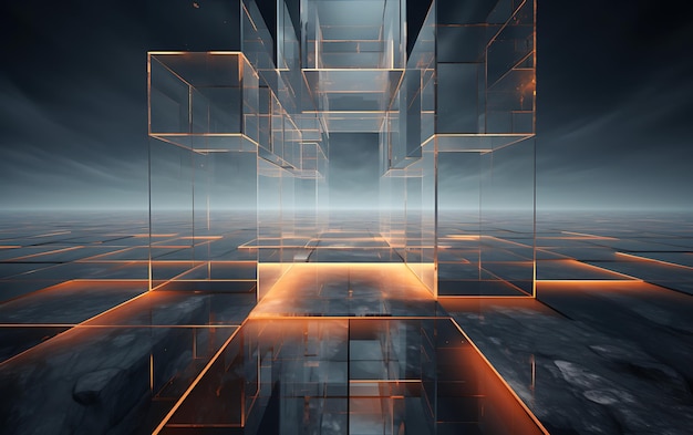 3d render of abstract futuristic glass architecture