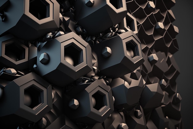 3D render abstract geometric background black creative shapes