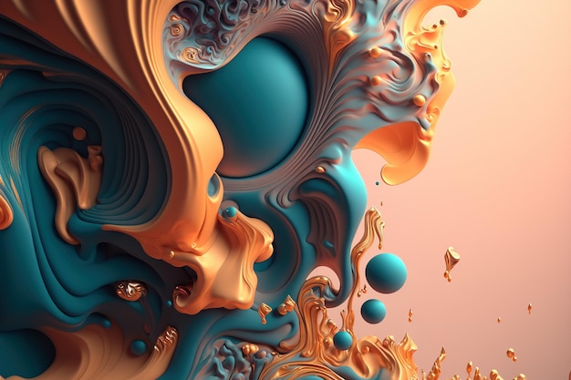 3D render abstract geometric background colorful creative shapes liquid