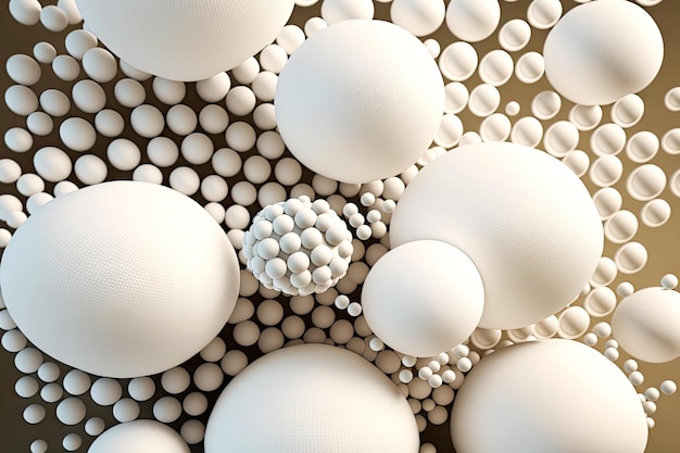 3d render abstract geometric background in form of white balls of different sizes generative ai