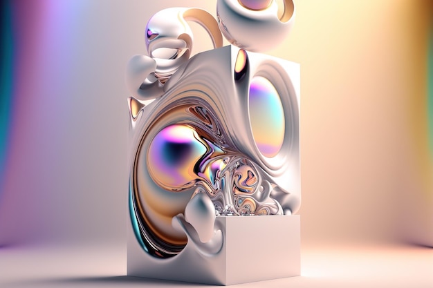 3D render abstract geometric background pearl creative shapes