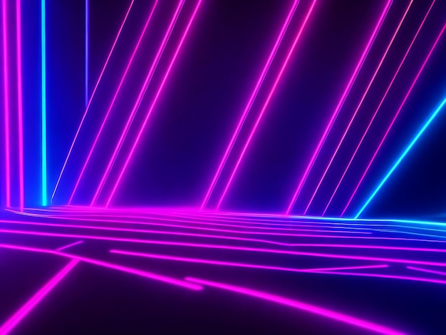 3d render Abstract geometric neon background ai generated