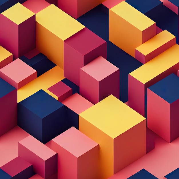 3d render abstract geometric seamless background colorful constructor logic game cubic mosaic isometric wallpaper colorful structure cubes