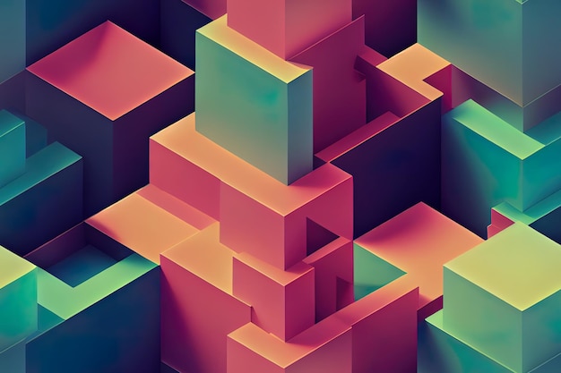 3d render abstract geometric seamless background colorful constructor logic game cubic mosaic isometric wallpaper colorful structure cubes