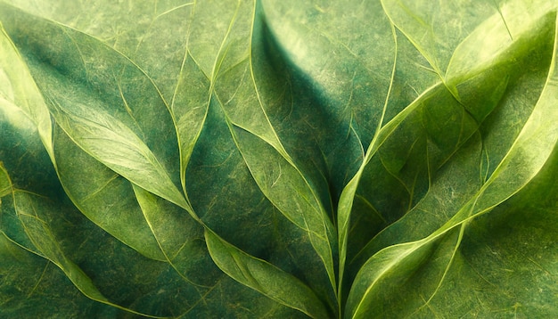 3D Render Abstract of Green Leaf Texture Background Natural background and wallpaper