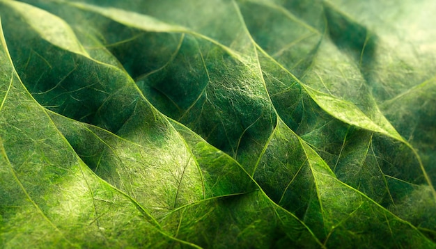 3D Render Abstract of Green Leaf Texture Background Natural background and wallpaper