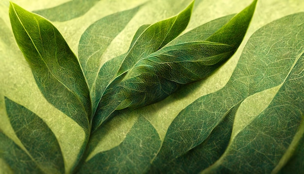 3D Render Abstract of Green Leaf Texture Background Natural background and wallpaper