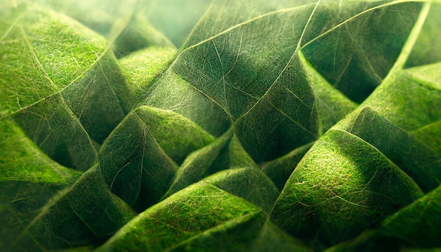 3D Render Abstract of Green Leaf Texture Background Natural background and wallpaper