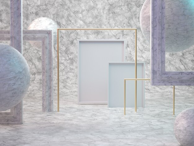 3d render of abstract marble room