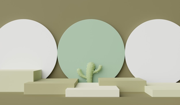 3d render of Abstract minimal  display podium for showing products cosmetic presentation 